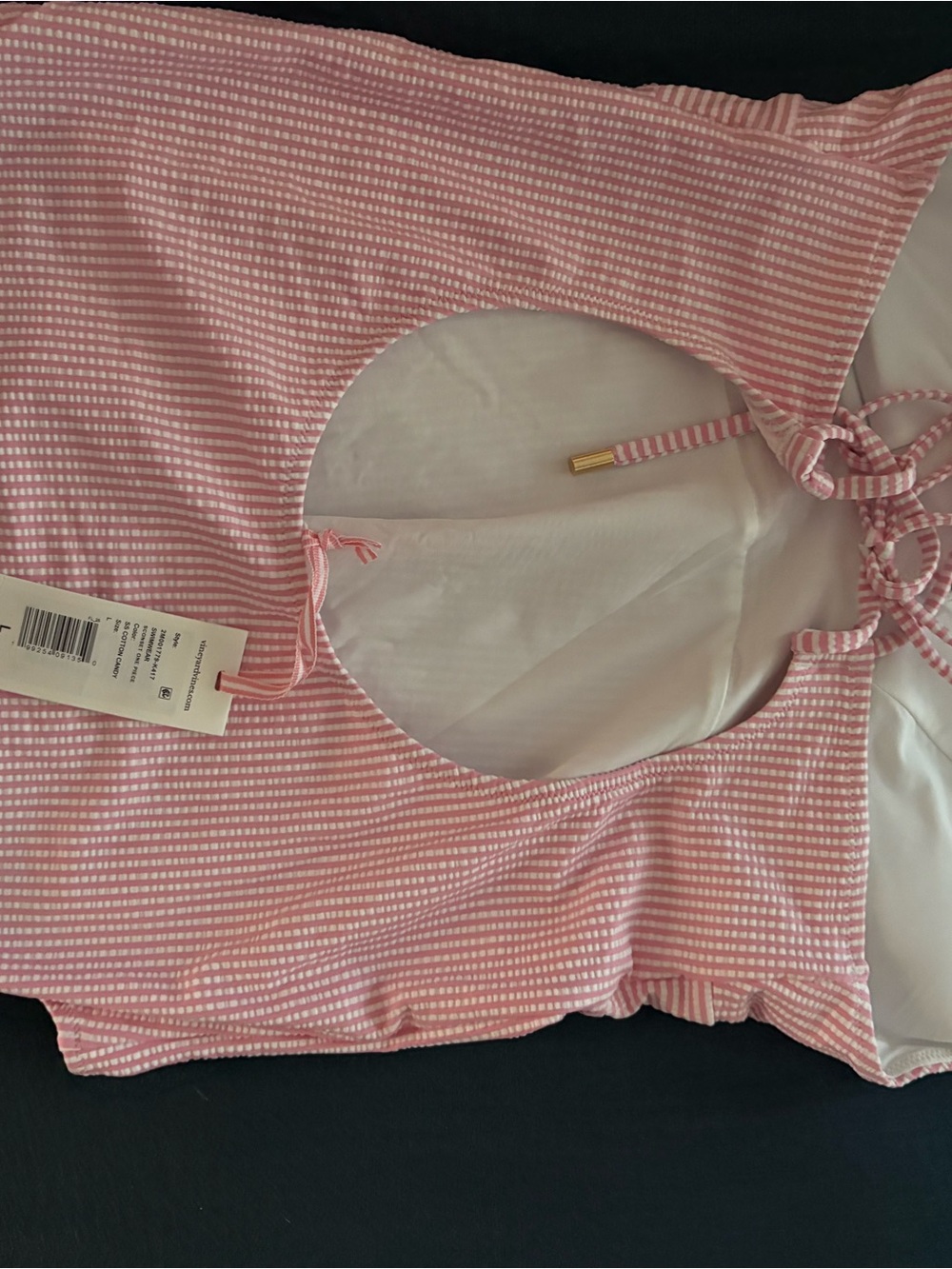 Vineyard Vines Seersucker Pink One-Piece Swimsuit - Picture 2 of 4